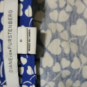 Diane Von Furstenberg Blue and White Heart Pattern Wrap Dress Size 6